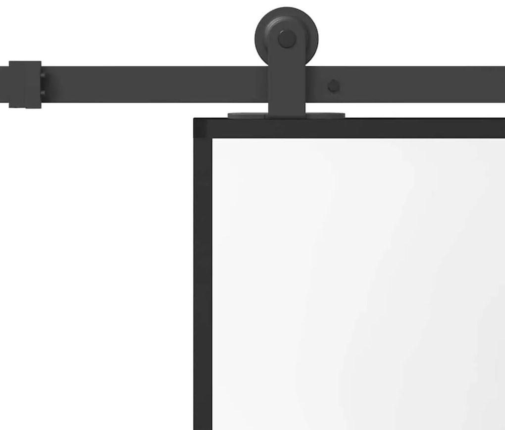 vidaXL Συρόμενη πόρτα με σετ υλικού 76x205 cm από γυαλί&amp;Αλουμίνιο