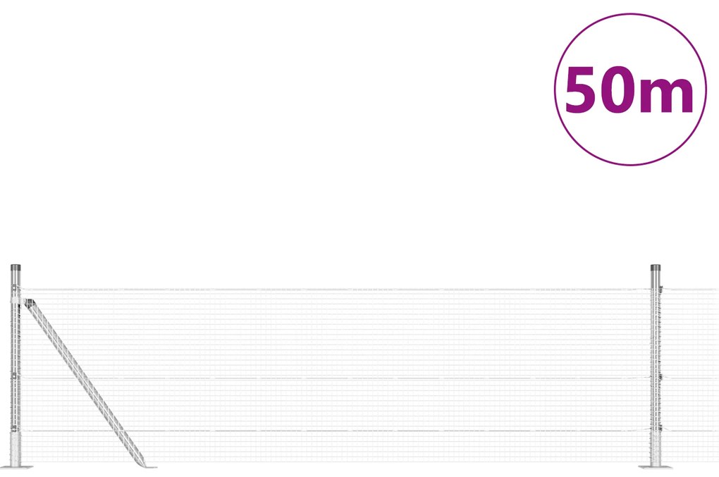 vidaXL Συρματόπλεγμα Φράχτη  με 13 Σφήνες Γκρι 0.4x50 μ Χάλυβας