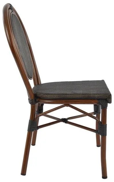 Καρέκλα KASON C5026 Αλουμινίου Bamboo Look Καφέ με Textline 40,5x56,5x89,5 εκ. 40.5x56.5x89.5 εκ.