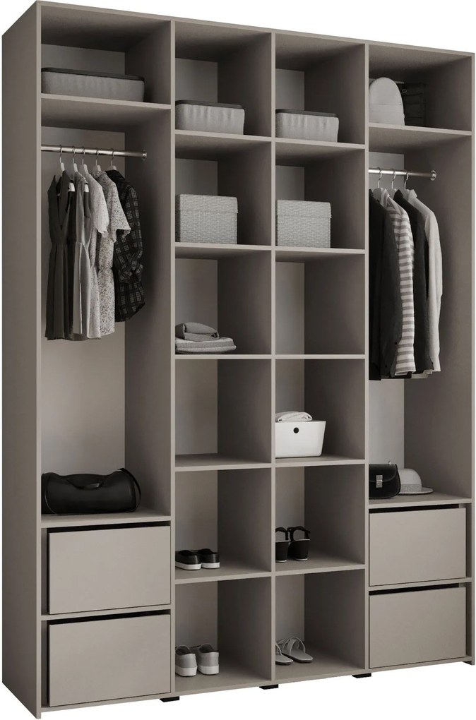 Ντουλάπα Como I 180 Τετράφυλλη-Cashmere - Μαύρο