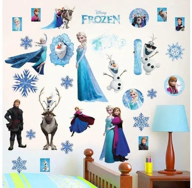 Παιδικό Αυτοκόλλητο Τοίχου Frozen Έλσα Όλαφ Άννα Disney CC6969 Μπλε-CC6969-Μπλε CC6969