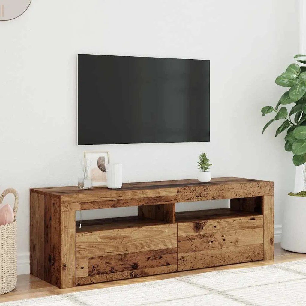 vidaXL Έπιπλο Τηλεόρασης LED Όψη Παλαιού Ξύλου 120x35x40 εκ.Επεξ. Ξύλο