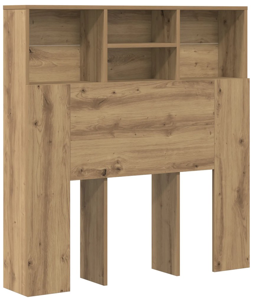 vidaXL Κρεβάτι με Κεφαλάρι με ράφι artisan δρυς 100 x 19 x 103.5 εκ