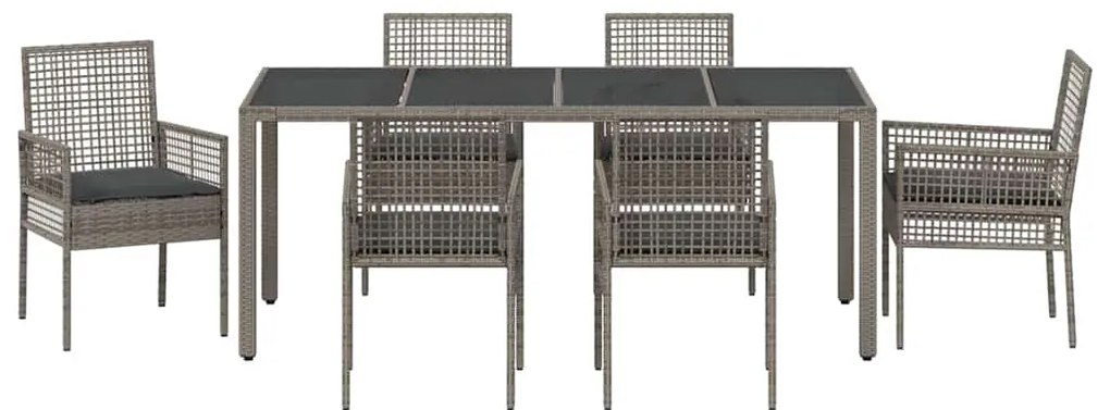 vidaXL Σέτ φαγητού για κήπο 7 pcs Γκρι συνθετικό ρατάν