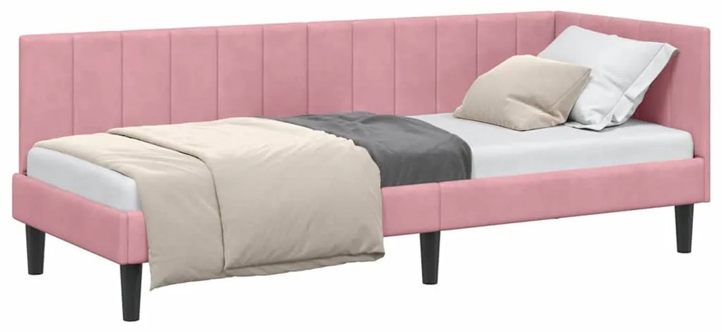 vidaXL Κρεβάτι Γωνίας με κεφαλάρι Ροζ 80 x 200 cm Βελούδο