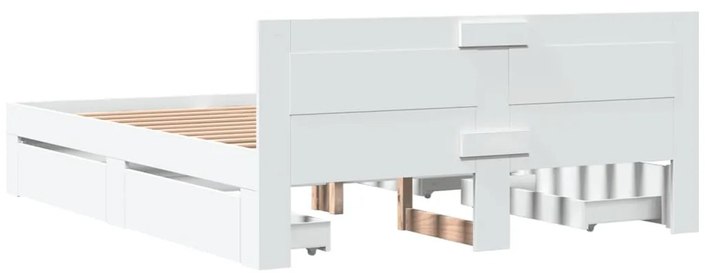 vidaXL Πλαίσιο Κρεβατιού με Κεφαλάρι Λευκό 150x200 εκ Επεξεργ. Ξύλο