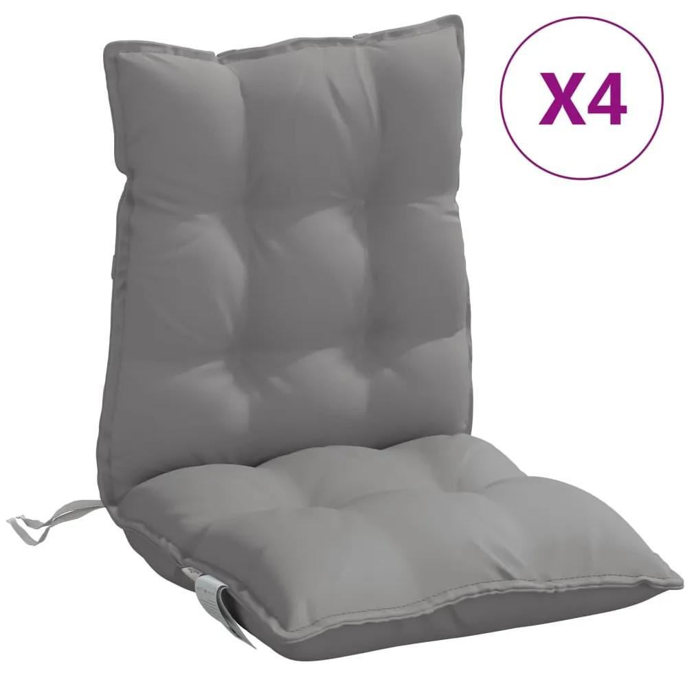 vidaXL Μαξιλάρια Καρέκλας Χαμηλή Πλάτη 4 τεμ. Γκρι Ύφασμα Oxford