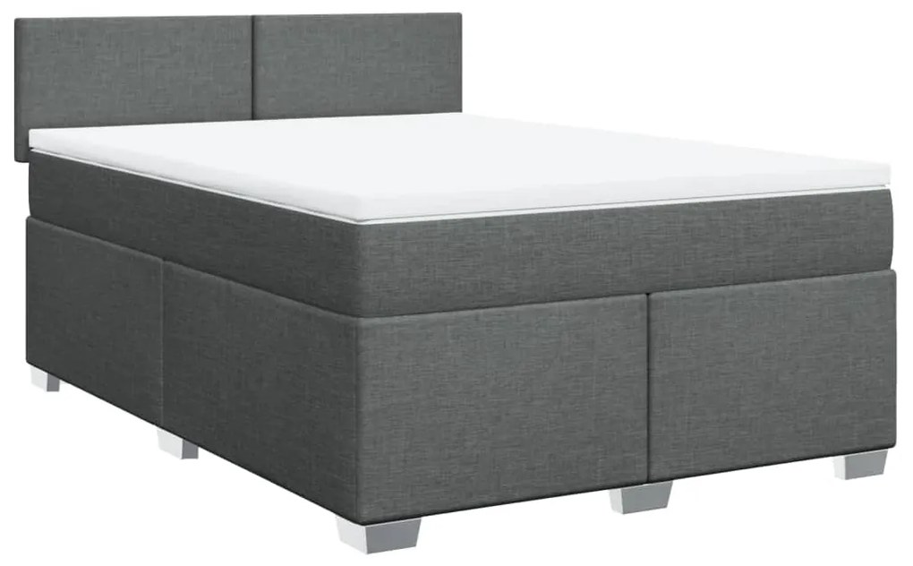 vidaXL Κρεβάτι Boxspring με Στρώμα Σκούρο Γκρι 160x200 εκ Υφασμάτινο