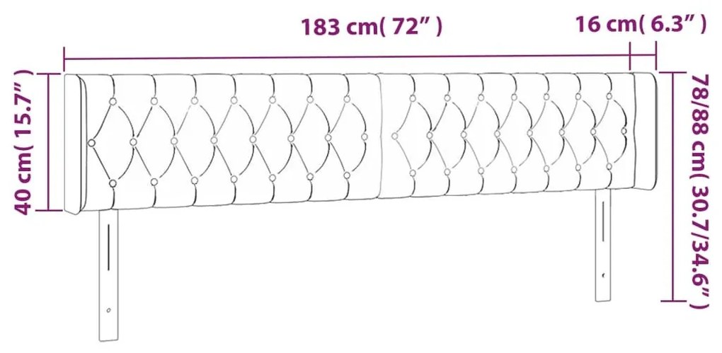 Κεφαλάρι Κρεβατιού LED Ανοιχτό Γκρι 183x16x78/88 εκ. Βελούδινο - Γκρι