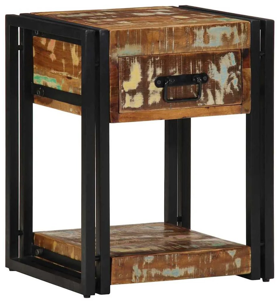 Κομοδίνο Πολύχρωμο 40 x 35 x 50 εκ. Μασίφ ανακυκλωμένο ξύλο