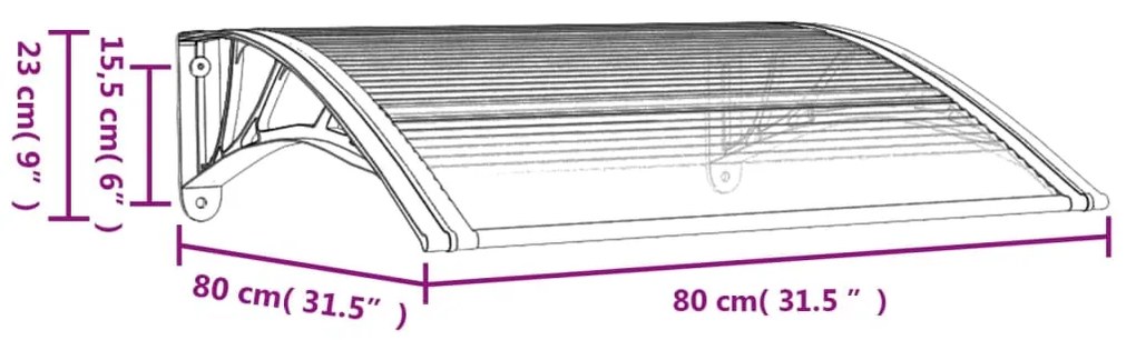 vidaXL Στέγαστρο Πόρτας Μαύρο 80 x 75 εκ. από Πολυκαρβονικό