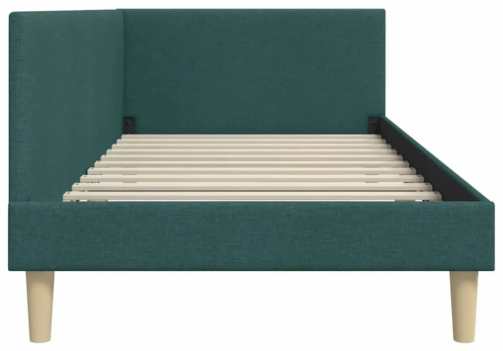 vidaXL Κρεβάτι Γωνίας με κεφαλάρι Σκούρο Πράσινο 90 εκ x 190 εκ