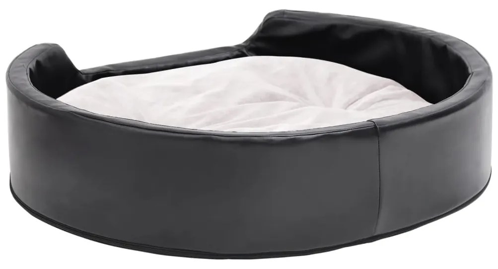vidaXL Κρεβάτι Σκύλου Μαύρο/Μπεζ 79 x 70 x 19 εκ. Βελουτέ/Συνθ. Δέρμα