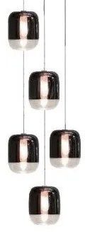 Πολυέλαιος Κρεμαστό Φωτιστικό Οροφής 5xLED 4,2W Dimmable Triac Φυσητό Γυαλί Βάση Φ15cm Gong Mini 5R Prandina-1A63002613005-Μαύρο 1A63002613005