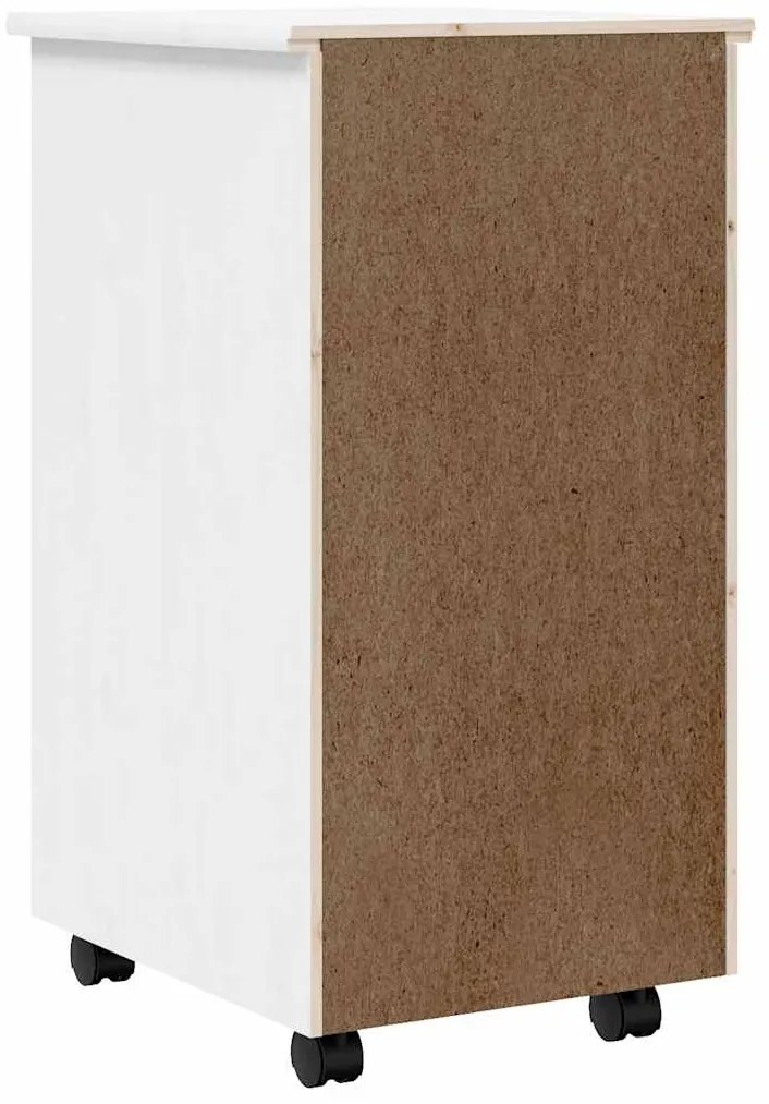 vidaXL Ντουλάπι Κυλιόμενο με Συρτάρια MOSS Λευκό από Μασίφ Ξύλο Πεύκου