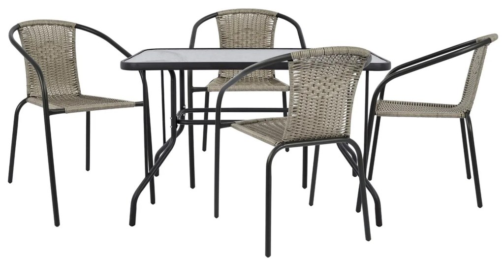 Σετ κήπου Τραπεζαρία HM5189.02 5 τεμ Μεταλλικό Γκρί με Τραπέζι 110x60x71 εκ. & 4 Καρέκλες