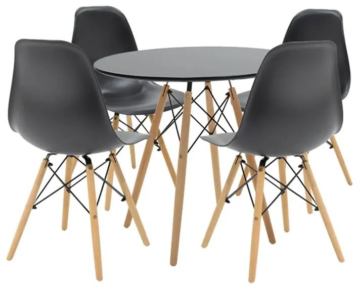 Σετ τραπεζαρίας Julita 5τμχ σε απόχρωση μαύρο-φυσικό Φ80x73εκ. 80x80x73 εκ.