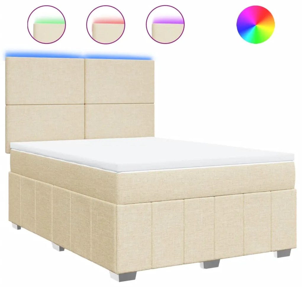 Κρεβάτι Boxspring με Στρώμα Κρεμ 160x200 εκ. Υφασμάτινο - Κρεμ