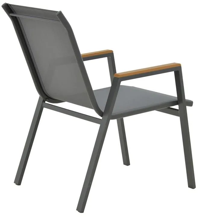 Τραπεζαρία Azelie-Kliton σετ 7τεμ ανθρακί ύφασμα-ανθρακί αλουμίνιο 77x55x94εκ 150x80x74 εκ.