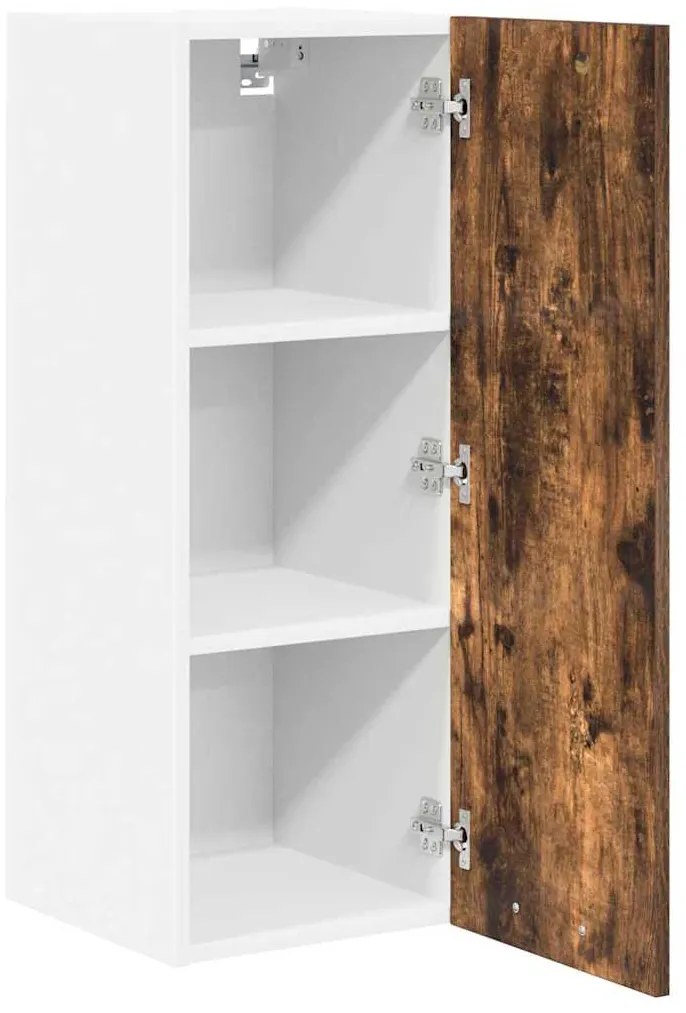 vidaXL Κρεμαστό ντουλάπι με πόρτα Riga 2 pcs Καπνιστός Δρυς και Λευκό