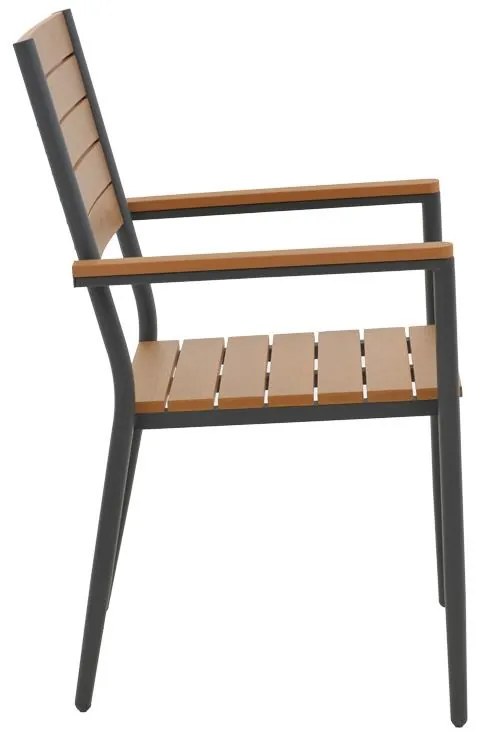 Καρέκλα - Πολυθρόνα Vitality αλουμίνιο ανθρακί- plywood φυσικό 60x56.3x89 εκ. 60x56.3x89 εκ.