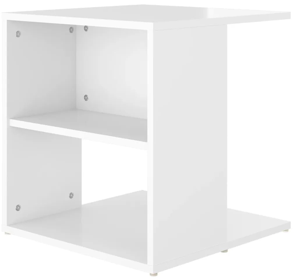 vidaXL Τραπέζι Βοηθητικό Γυαλιστερό Λευκό 45 x 45 x 48 εκ. Μοριοσανίδα