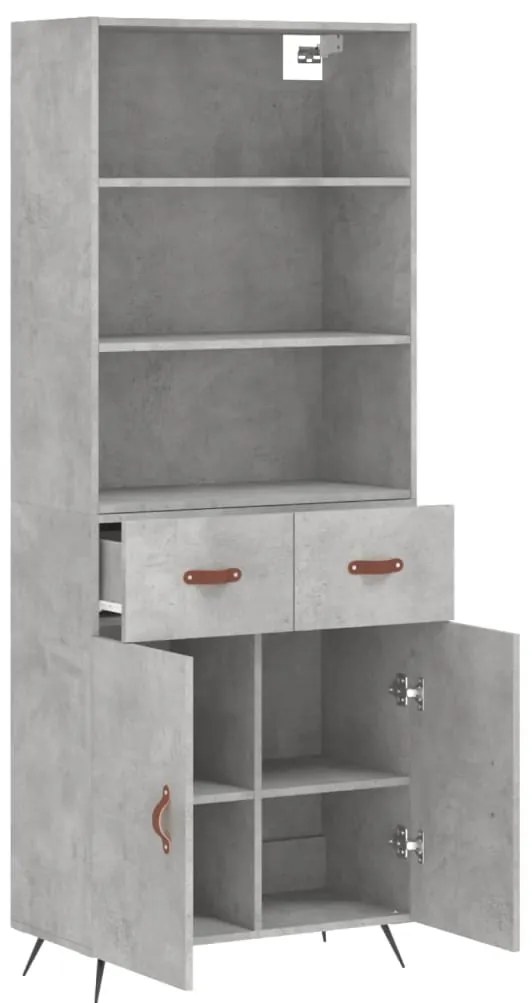vidaXL Ντουλάπι Γκρι Σκυροδέματος 69,5x34x180 εκ. Επεξεργασμένο Ξύλο