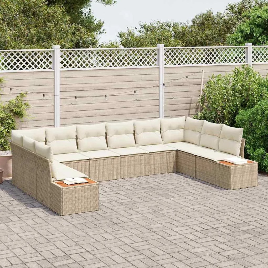 vidaXL Σετ Καναπέ Κήπου 10 pcs μπεζ και κρεμ 344 x 209 x 85 εκ