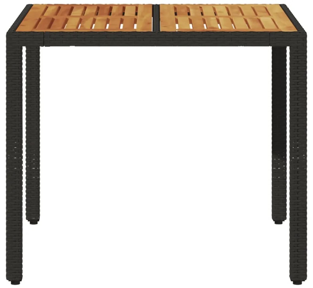 vidaXL Τραπέζι Κήπου Επιφάνεια Ακακίας Μαύρο 90x90x75 εκ Συνθ. Ρατάν