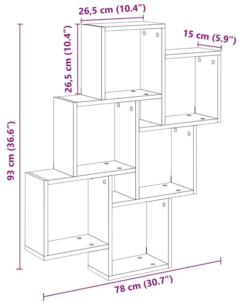 Ράφι Κύβος Τοίχου Τεχνίτης Δρυς 78 x 15 x 93 εκ από Μοριοσανίδα - Καφέ