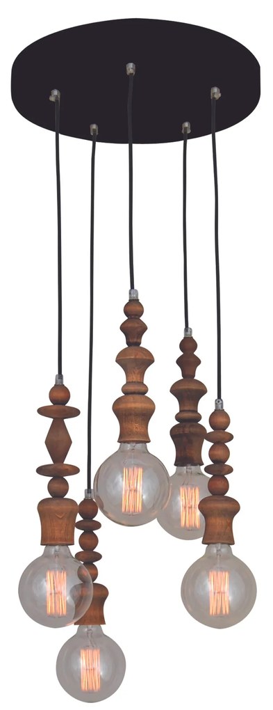 Φωτιστικό Οροφής  HL-041R-5P MELODY AGED WOOD PENDANT - 77-2738 - 51W - 100W - 77-2738