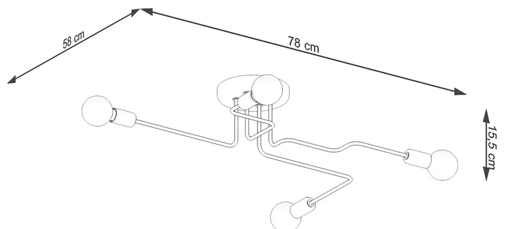 Sollux Φωτιστικό οροφής VECTOR 4 μαύρο,ατσάλι,Ε27 4xmax 15W LED