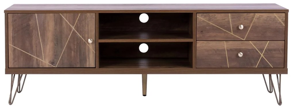 Έπιπλο Τηλεόρασης KAITLYN Καρυδί - Χρυσό 150x39,5x51,5Yεκ. 150x39.5x51.5 εκ.