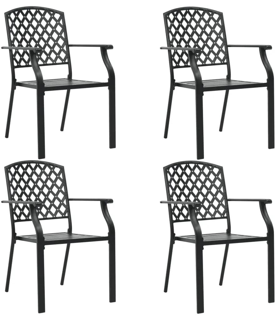 310156 vidaXL Καρέκλες Εξωτερικού Χώρου με Πλέγμα 4 τεμ. Μαύρες Ατσάλινες Μαύρο, 1 Τεμάχιο