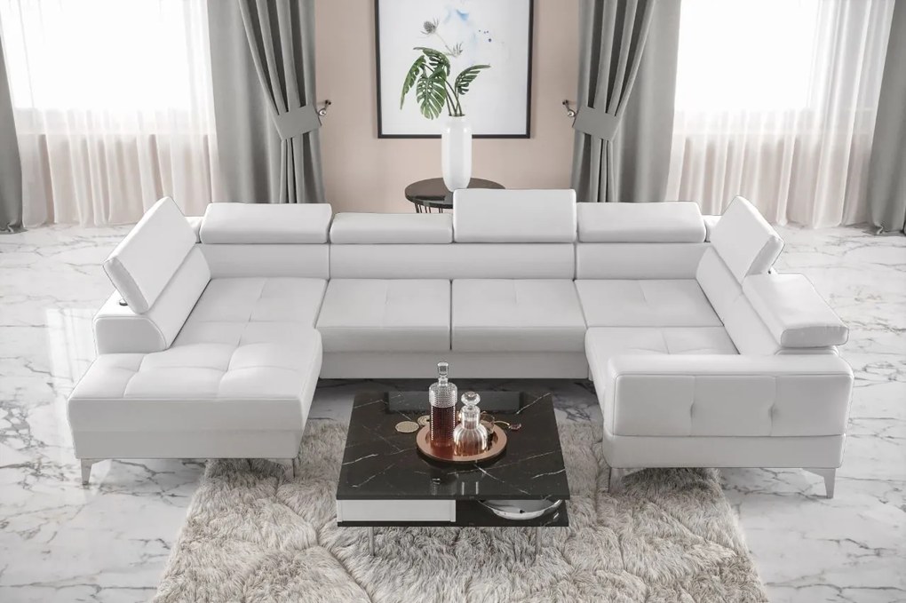 Γωνιακός καναπές Soreko Max I Eco LTHR-Leuko-Δεξιά