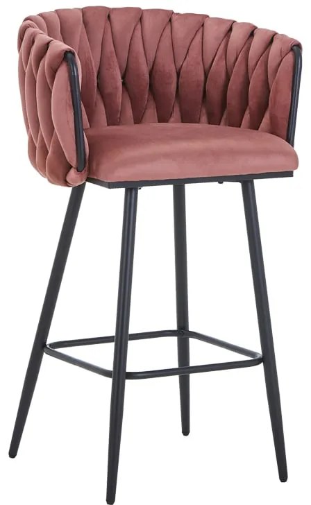 Σκαμπό μπαρ Vivian pakoworld σάπιο μήλο βελούδο-πόδι μαύρο μέταλλο 57x50x100εκ