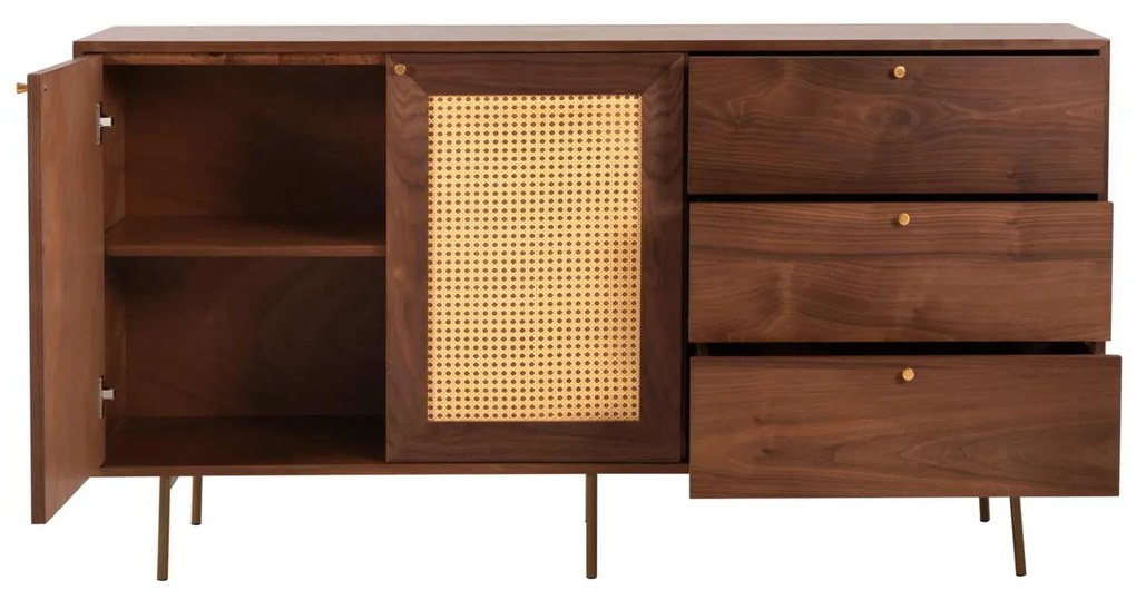 ΜΠΟΥΦΕΣ MEEN HM9735 MDF ΜΕ ΦΥΣΙΚΟ ΚΑΠΛΑΜΑ ΚΑΡΥΔΙΑΣ-ΧΡΥΣΑ ΜΕΤΑΛΛΙΚΑ ΠΟΔΙΑ 150x40x80Υεκ