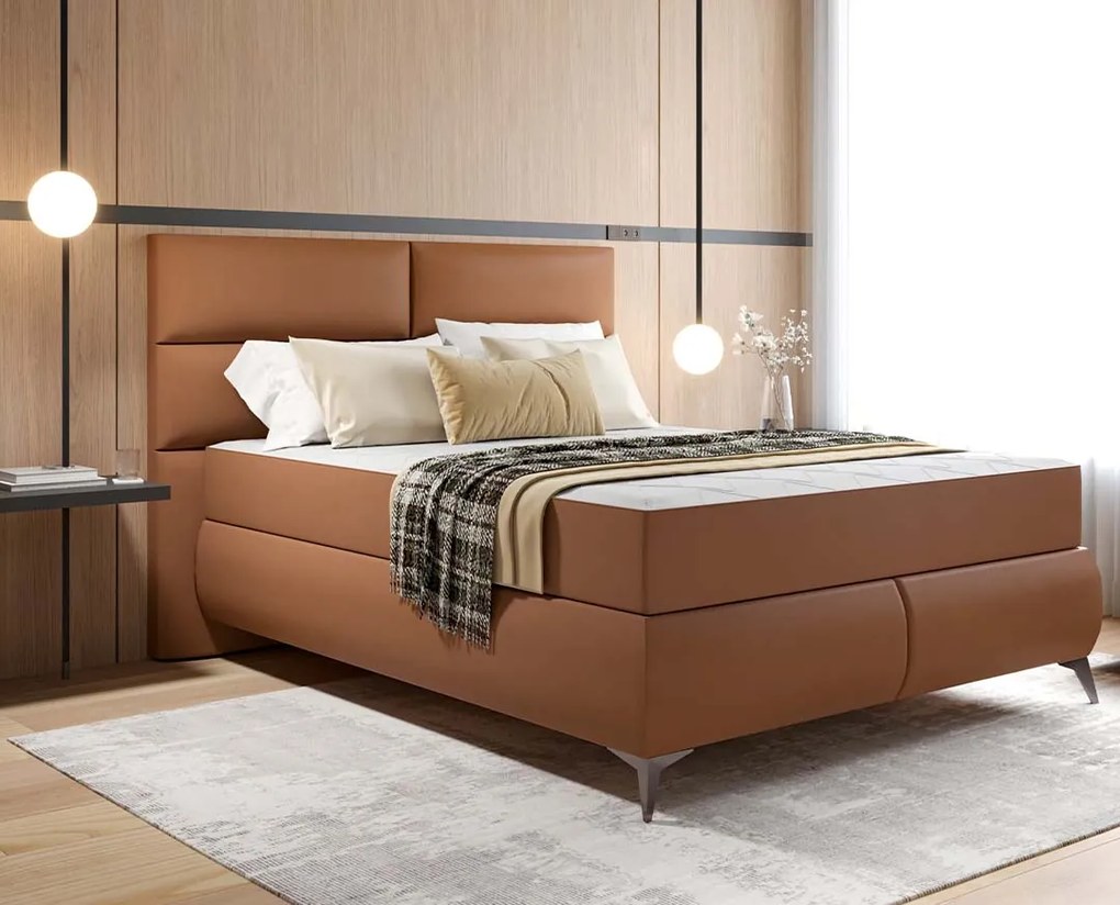 MATIS Κρεβάτι με αποθηκευτικό χώρο και στρώμα με ανεξάρτητα ελατήρια Eden μπεζ 140×200 MATISE67278642