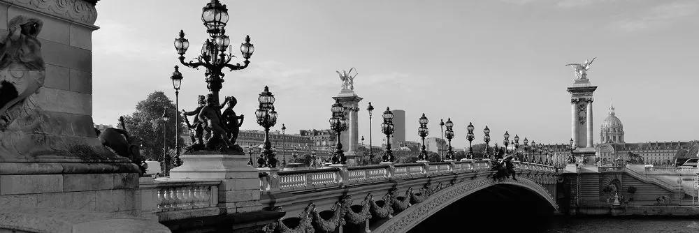Εικόνα γέφυρα Alexandra III. στο Παρίσι σε ασπρόμαυρο - 135x45
