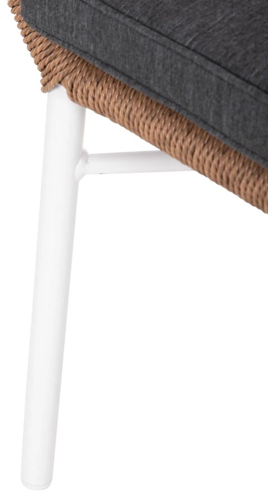 Καρέκλα - Πολυθρόνα TOPIN C6048.01 Λευκή Αλουμινίου με Ρ.Ε. Rattan Ανοιχτό Καφέ και Γκρί Μαξιλάρι 58x60x83Υ εκ. 58x60x83 εκ.