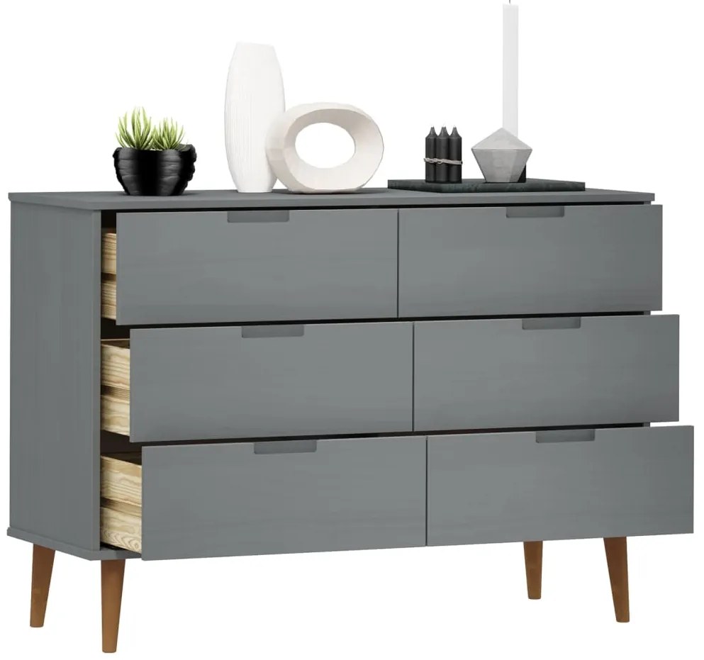 vidaXL Συρταριέρα MOLDE Γκρι 113x40x80 εκ. από Μασίφ Ξύλο Πεύκου