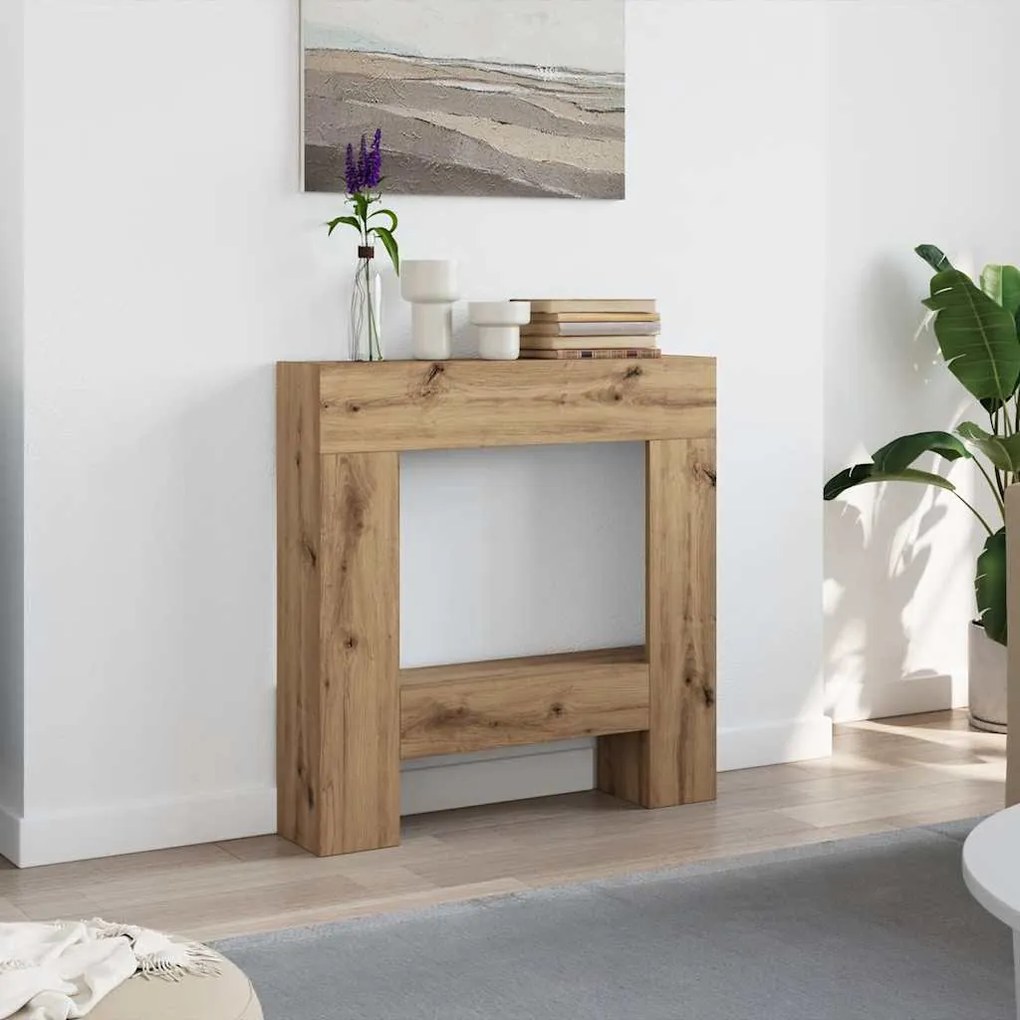 vidaXL Πλαίσιο Τζακιού Αρτισιανή Δρυς 81x18x82 εκ. από Επεξ. Ξύλο