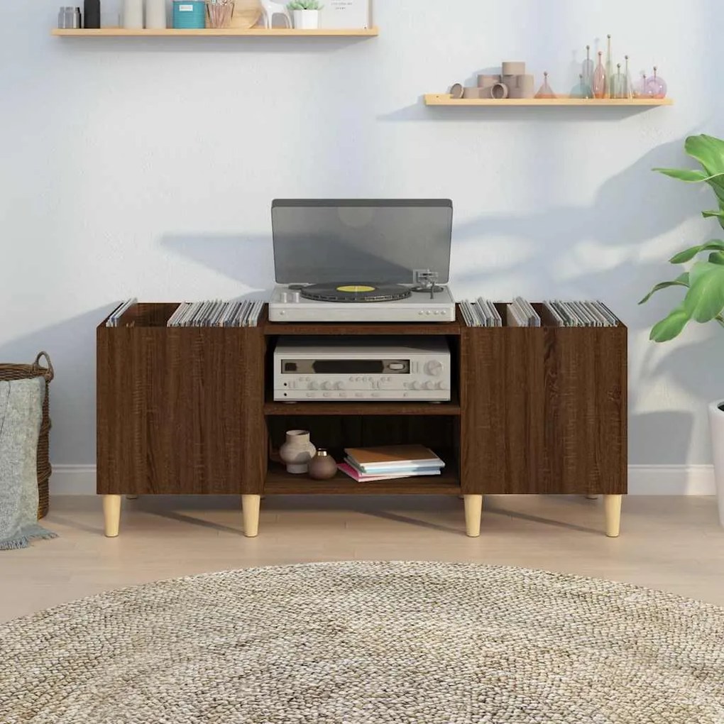 vidaXL Δισκοθήκη Καφέ Δρυς 121 x 38 x 48 εκ. από Επεξεργασμένο Ξύλο