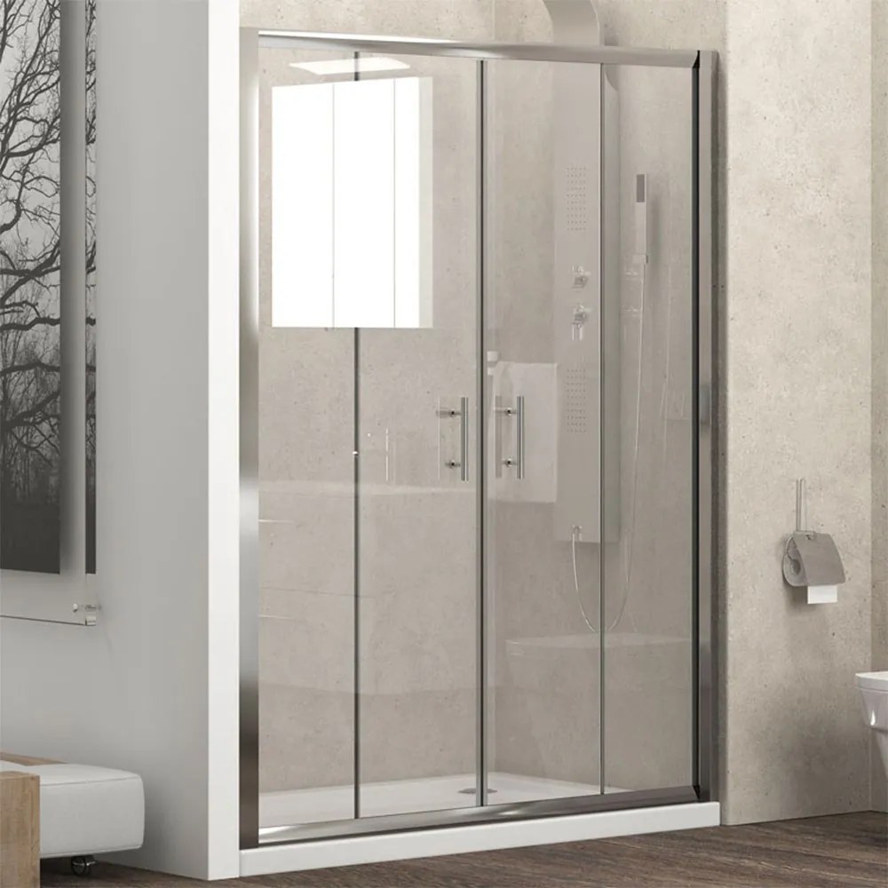Καμπίνα Ντουζιέρας Από Τοίχο Σε Τοίχο Συρόμενη Flora 600 FLO600160 Cromo 6mm Clear-Chrome Karag 160x190 Αλουμίνιο,Γυαλί