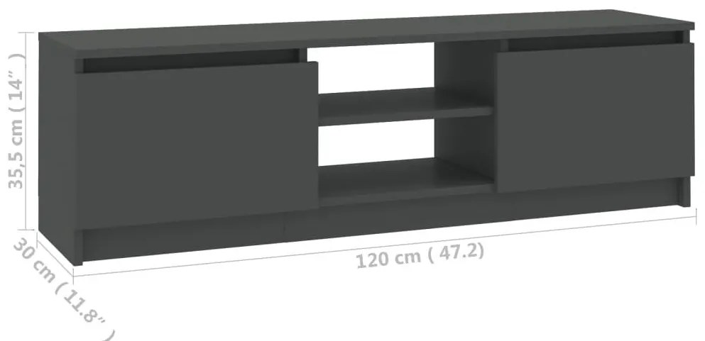 Έπιπλο Τηλεόρασης Γκρι 120 x 30 x 35,5 εκ. από Επεξ. Ξύλο - Γκρι