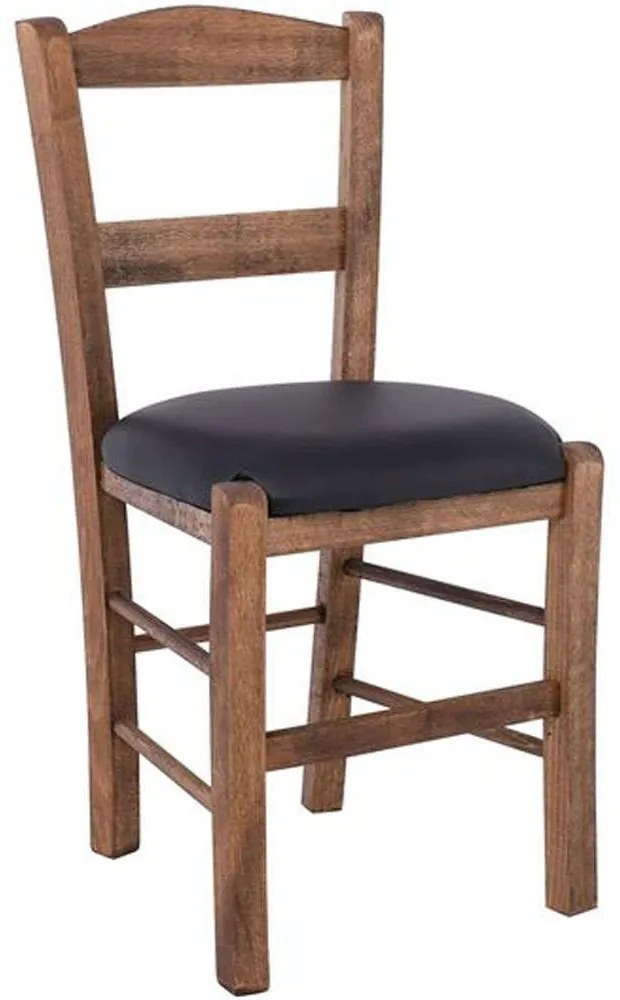 Καρέκλα Σύρος Ρ950,Ε2Τ 41x45x88cm Walnut-Black Wood,PU
