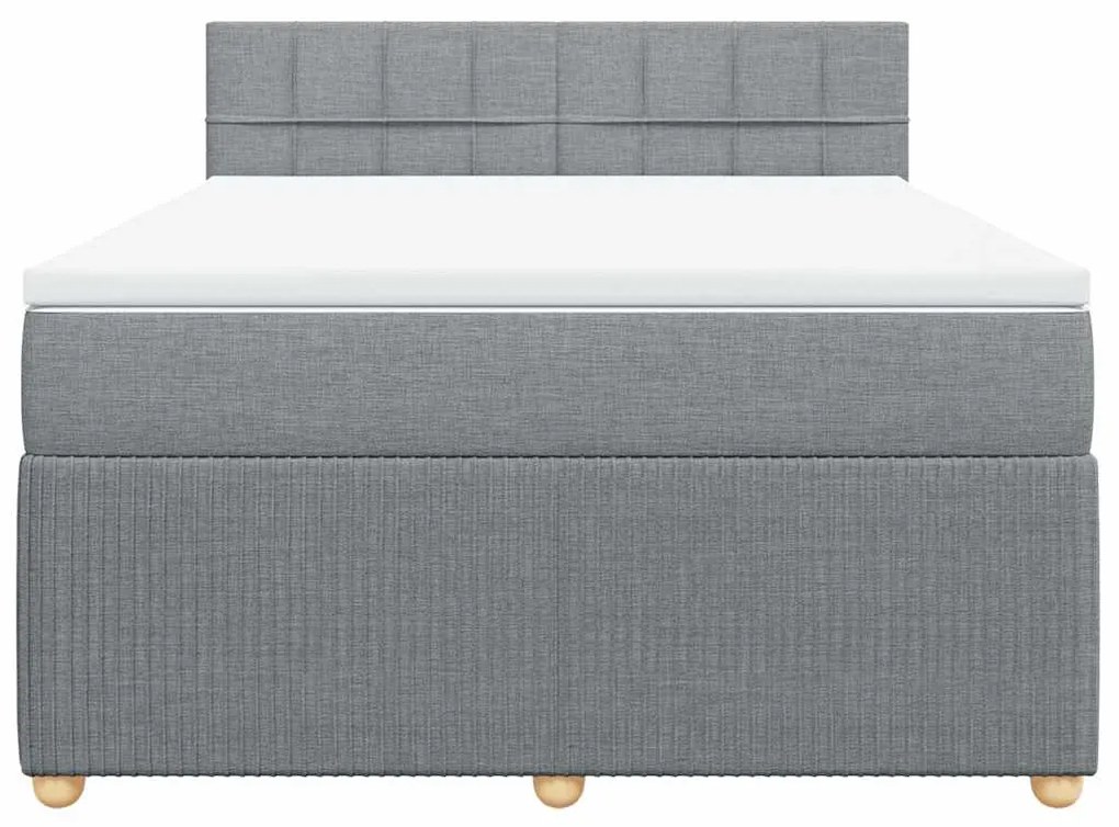 vidaXL Κρεβάτι Boxspring με Στρώμα Ανοιχτό Γκρι 140x200 εκ. Υφασμάτινο