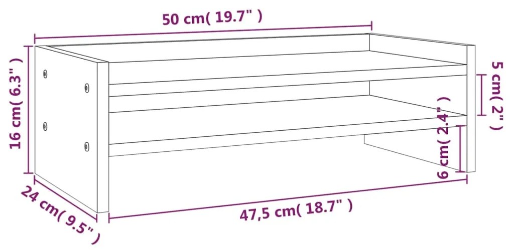 ΒΑΣΗ ΟΘΟΝΗΣ ΚΑΦΕ ΜΕΛΙ 50X24X16 ΕΚ. ΑΠΟ ΜΑΣΙΦ ΞΥΛΟ ΠΕΥΚΟΥ 813987