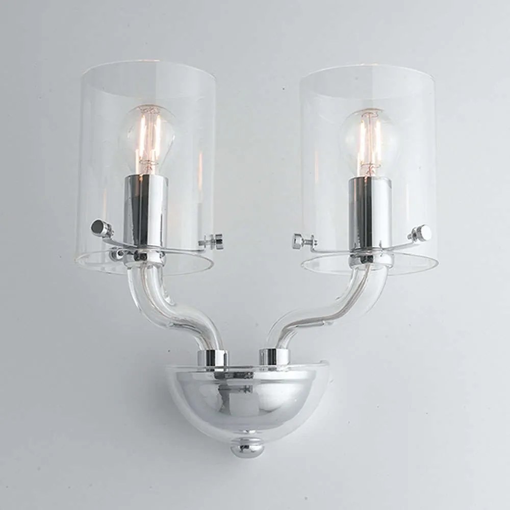 Φωτιστικό Τοίχου - Απλίκα Aurora I-AURORA-AP2 TR 2xE14 31x24cm Clear Luce Ambiente Design Glass
