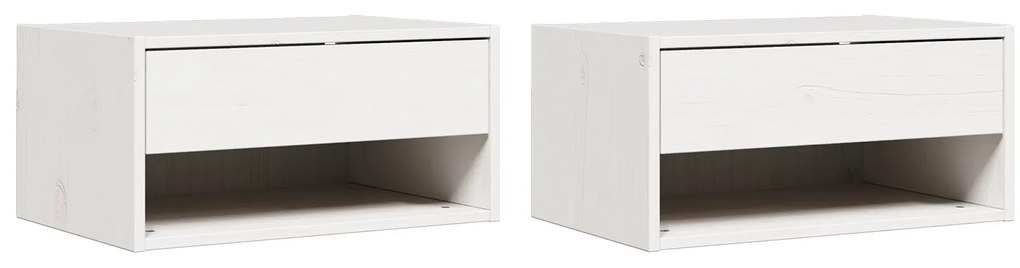 vidaXL Κομοδίνο 2 pcs Λευκό 50 x 32.5 x 24 εκ Μασίφ ξύλο πεύκου